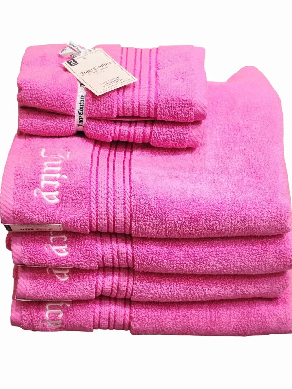 Juicy Couture Home Embrodried Logo Oversized Plush Bath & Hand Towel Set